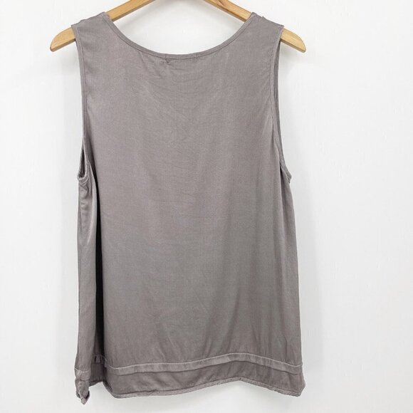 Mododoc Grey Silky Scoop Neck Long Tank Top Double Hem Cotton Viscose - Picture 4 of 6